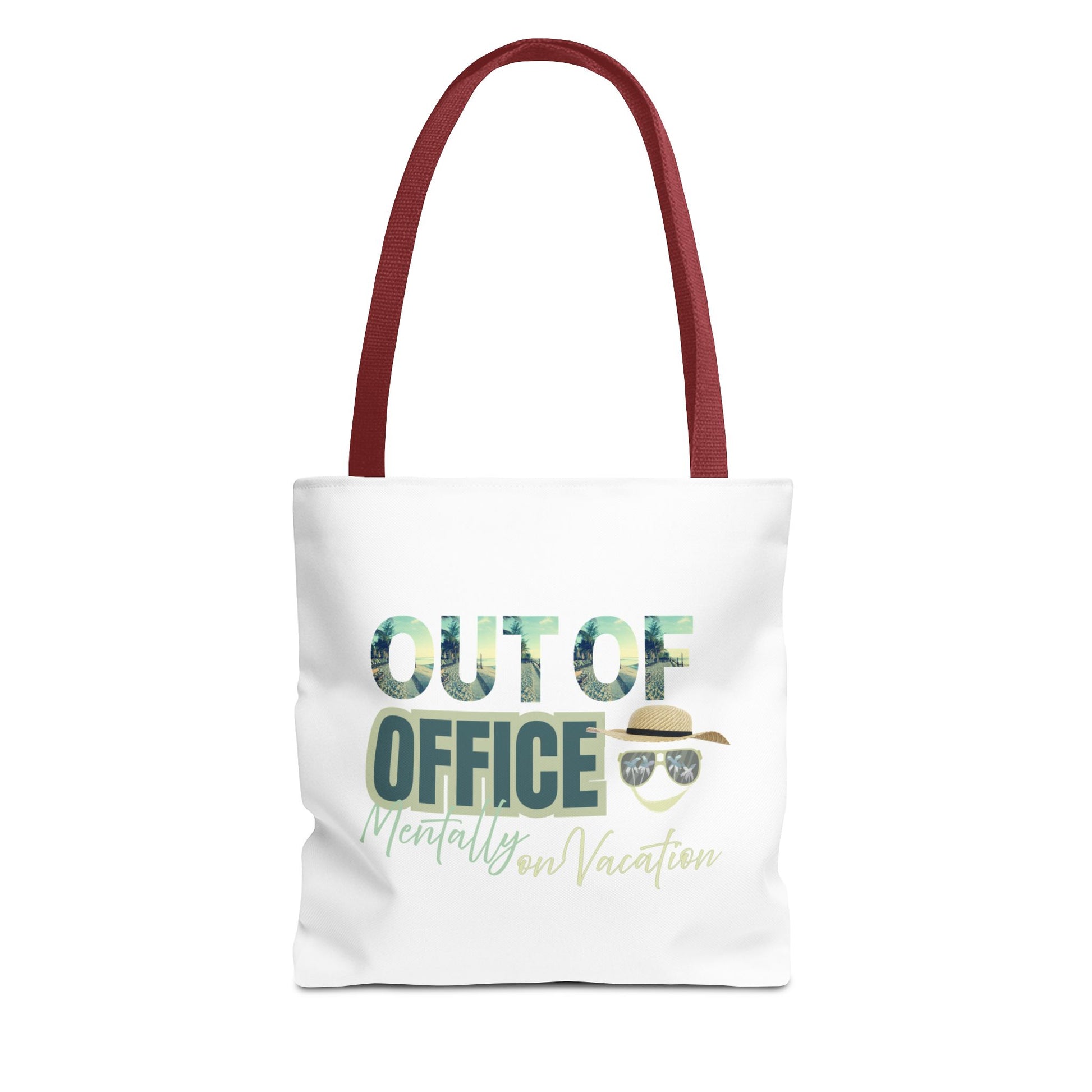 Beach tote bag with red handle