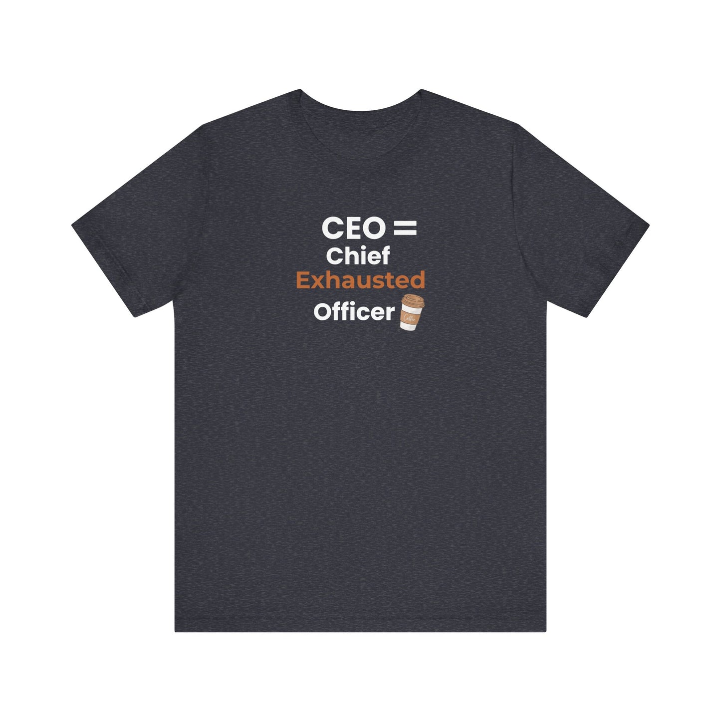 Navy blue t-shirt with humorous text design on a white background