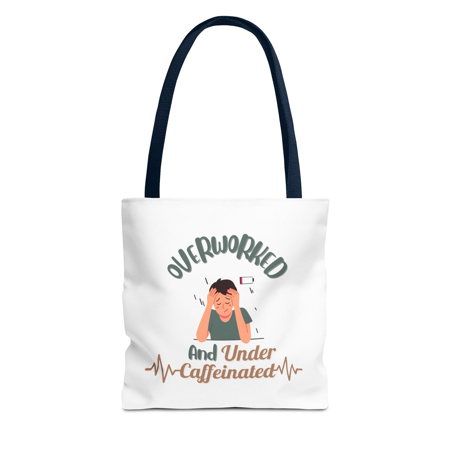 Caffeine addict tote bag with navy handle