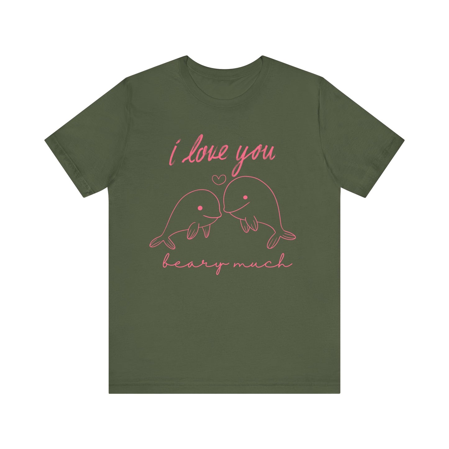 Adorable Dolphin love t-shirt - Military green