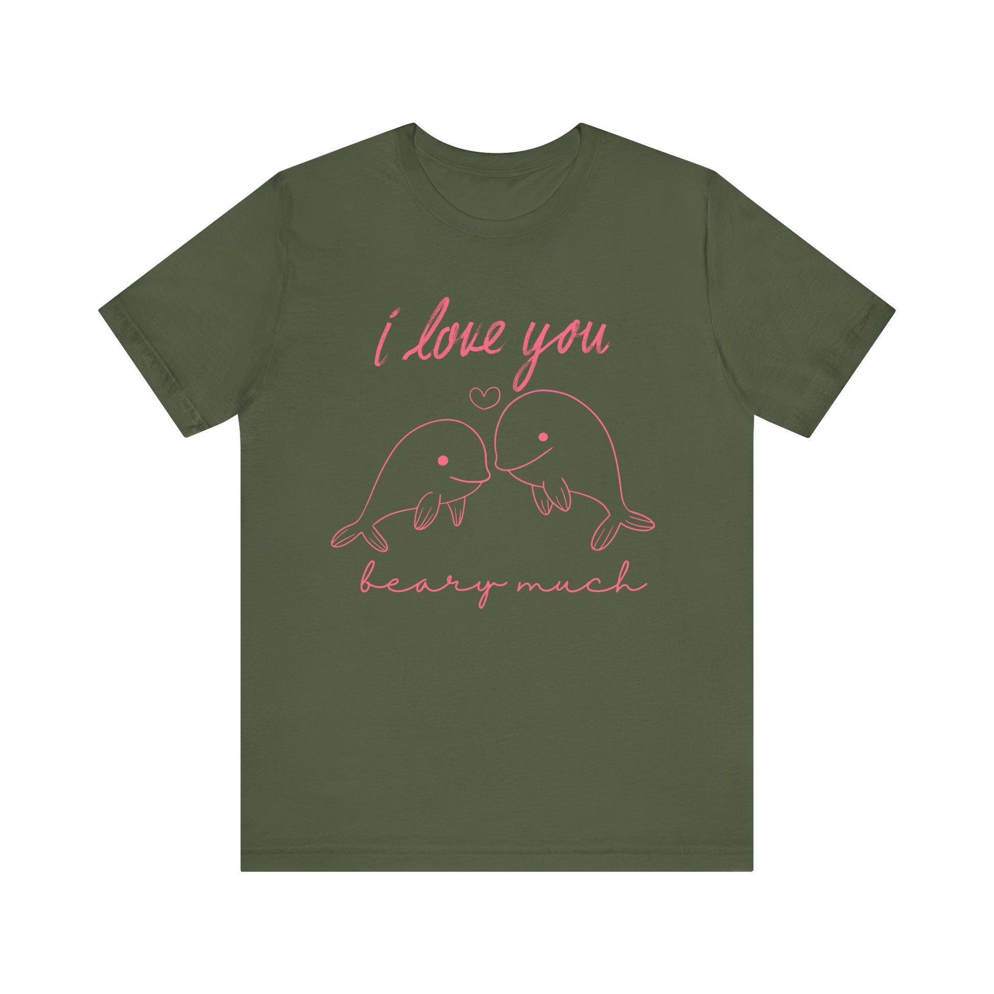 Adorable Dolphin love t-shirt - Military green