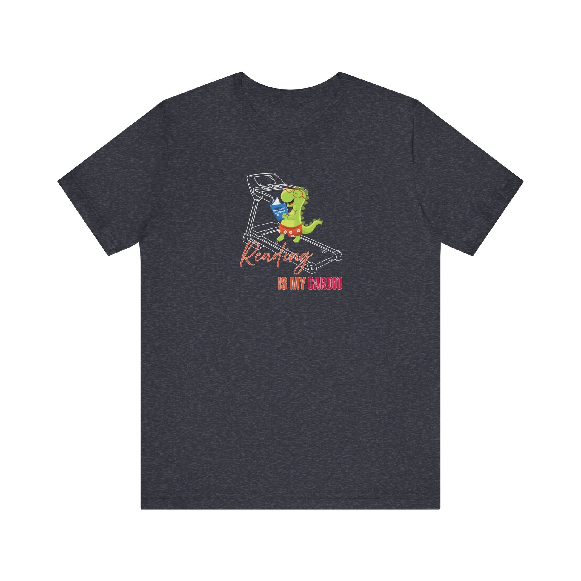 heather navy reading shirt design