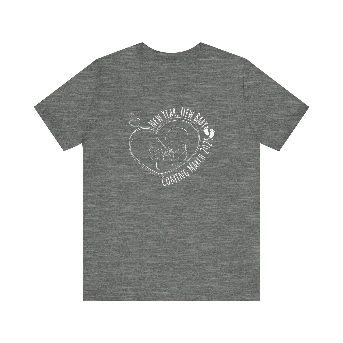 New Year, New Baby Coming March 2025 T-Shirt -Deep heather