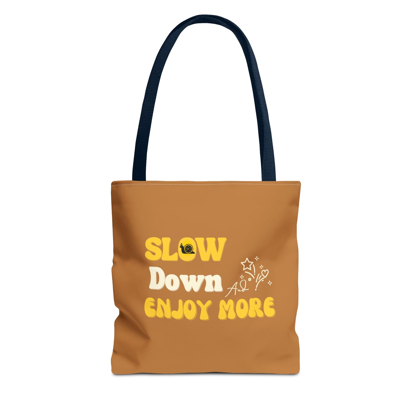 Slow living tote bag with navy handle