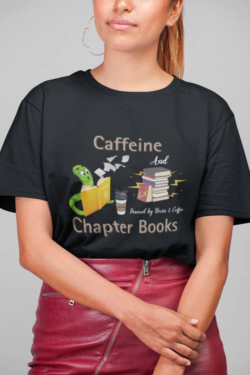 Bookworm fuel t-shirt with a girl standing posing