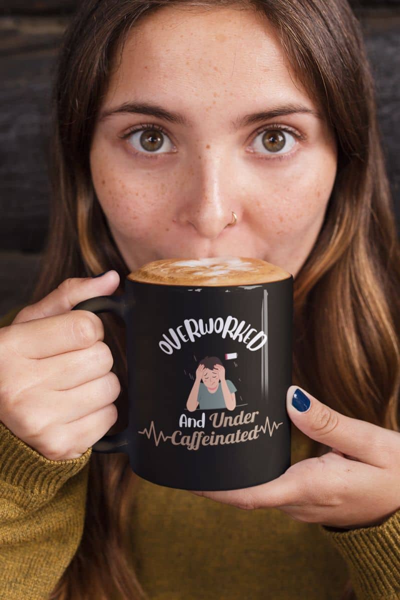Coffee lover mug with girl drinking hot chocolate