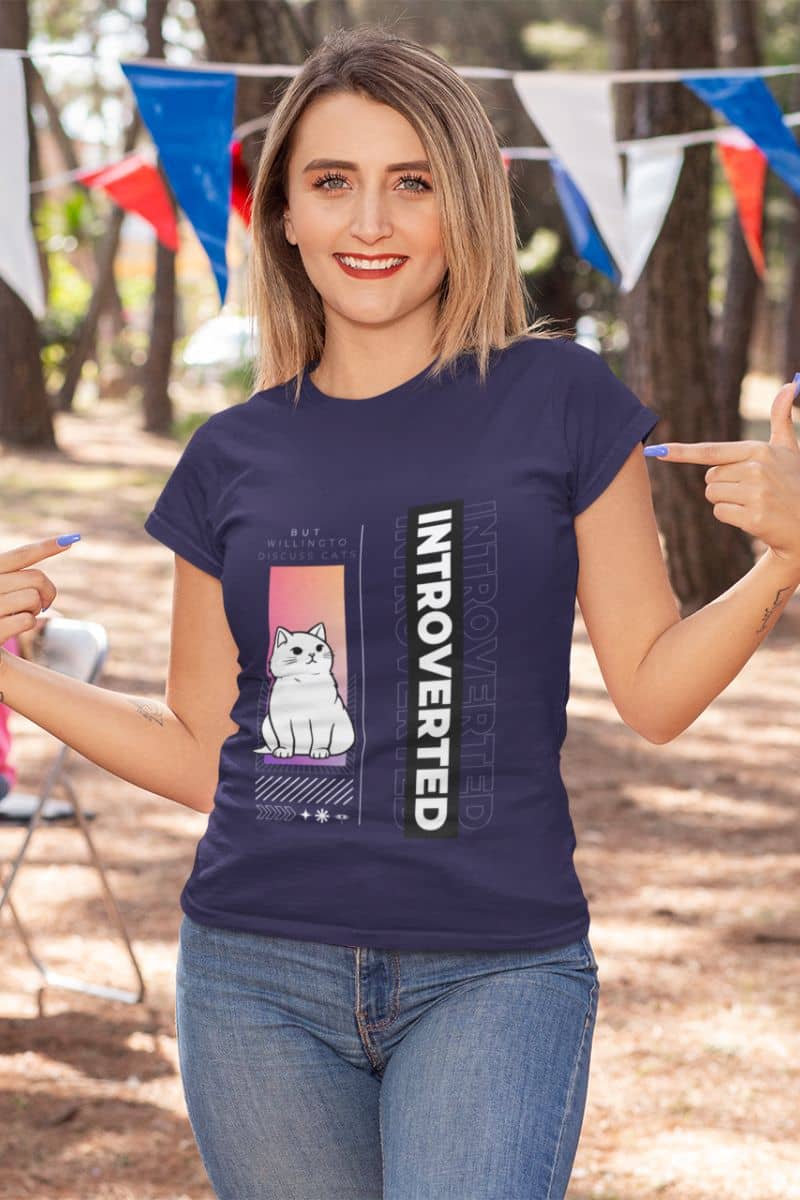 Cozy introverted t-shirt with a girl posing on the 4th of July