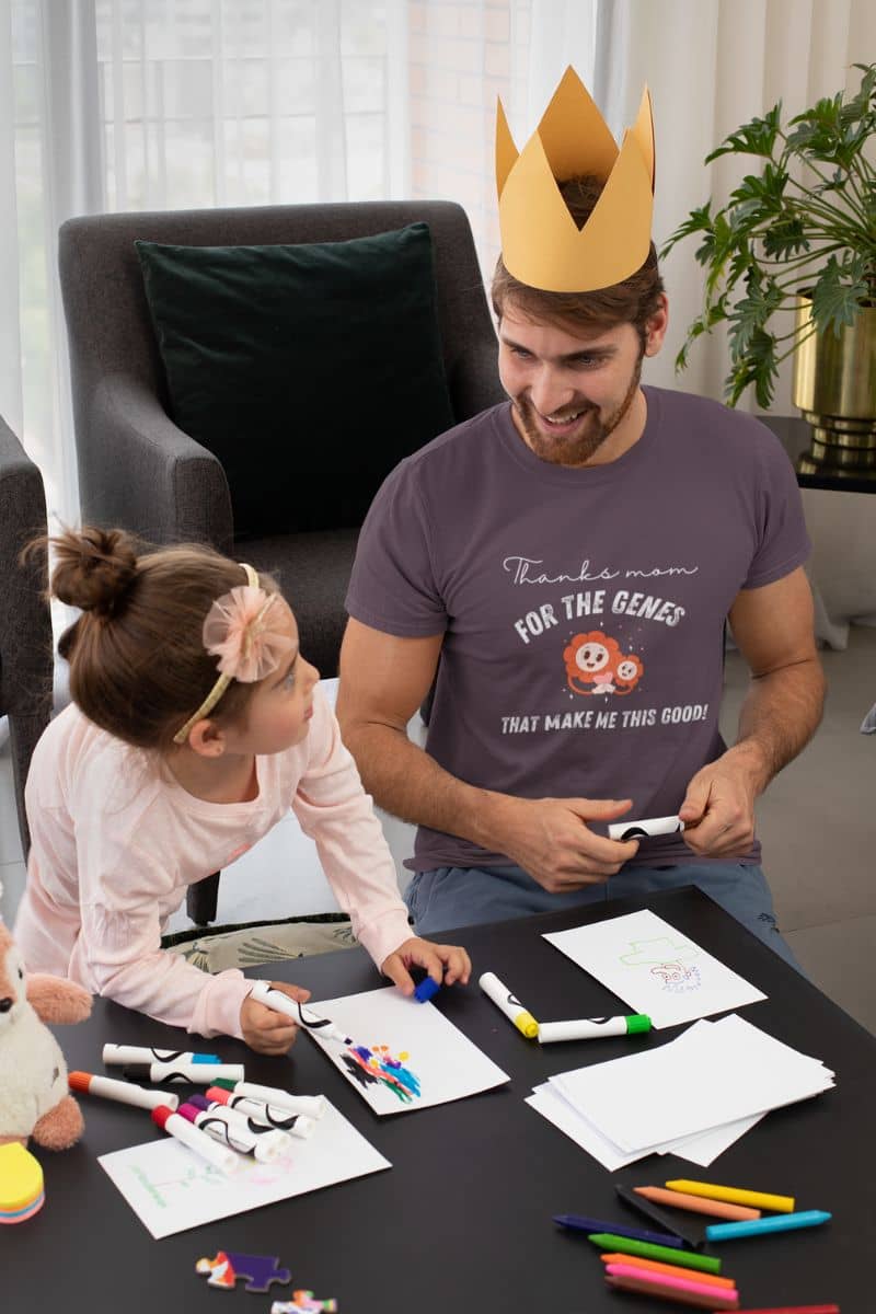 Funny t-shirt with a man who is painting with his daughter