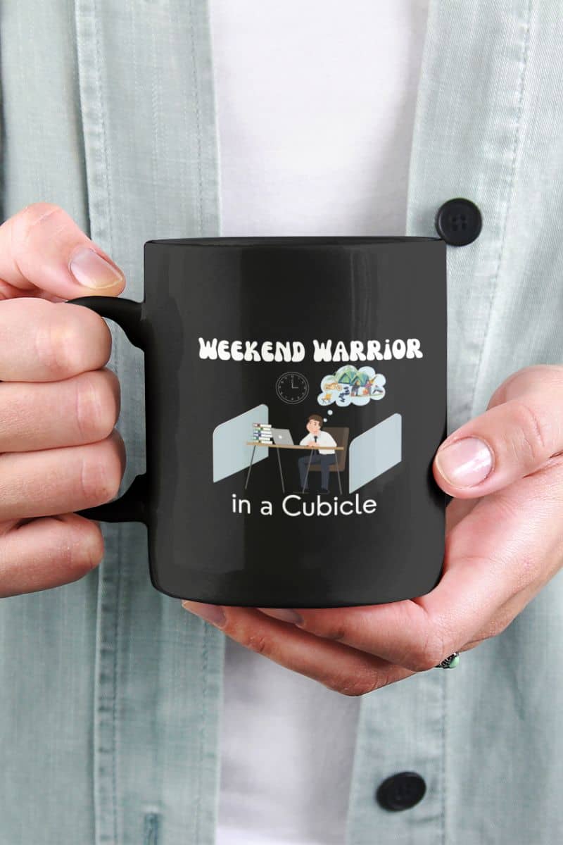 Sarcastic mug with the girl holding a cup of coffee in front of her chest