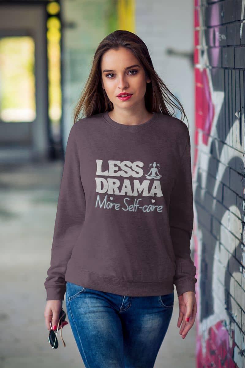 Unisex sweatshirt with a girl walking down the street