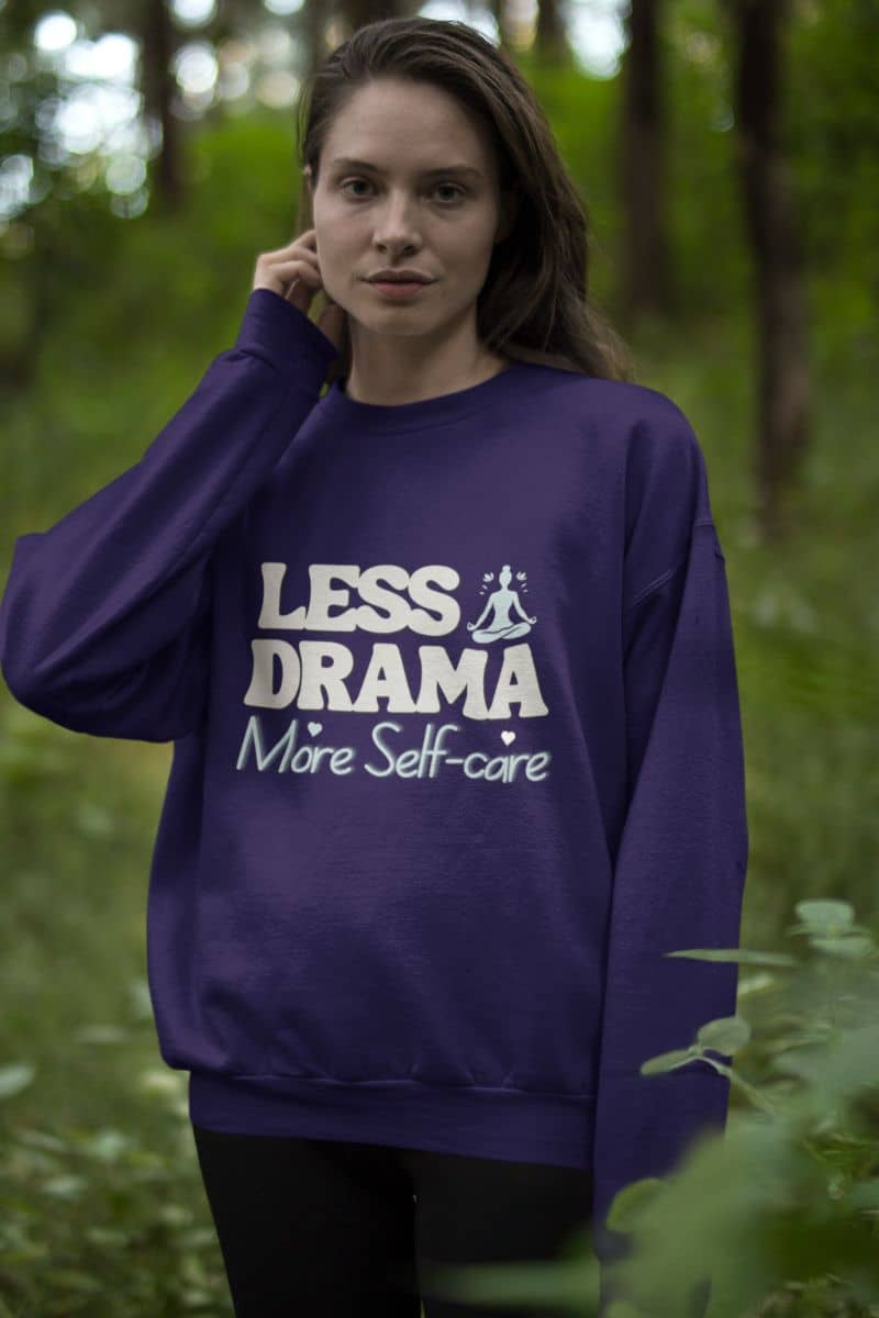 Unisex sweatshirt with a girl posing in the woods