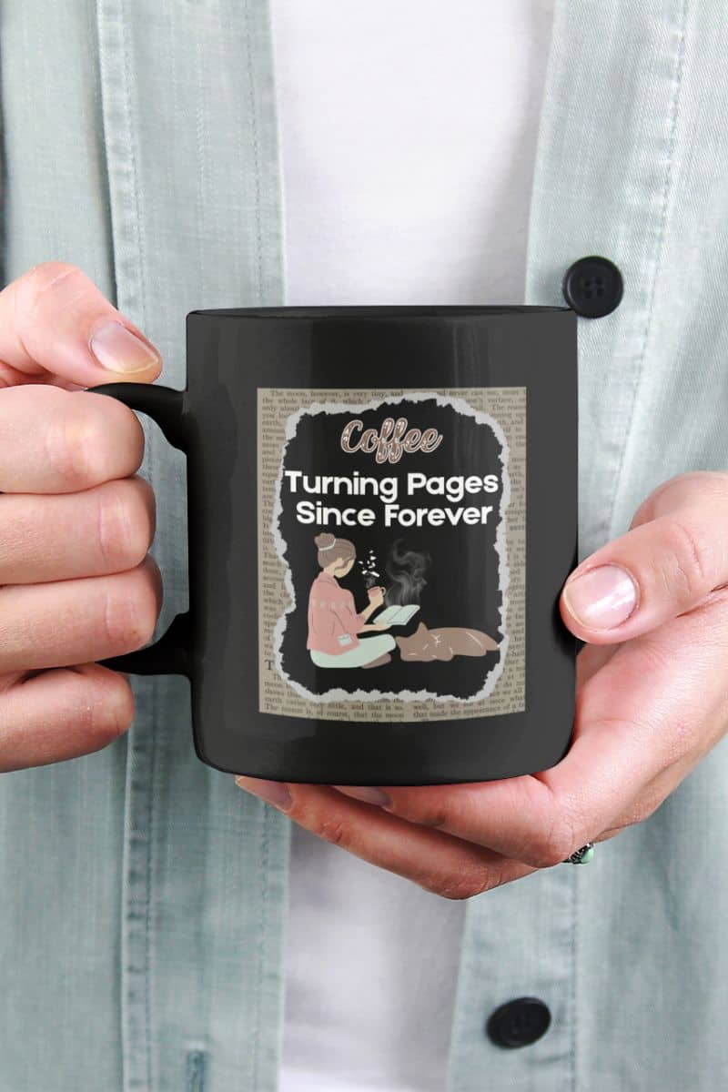 ceramic mug for coffee and book lovers