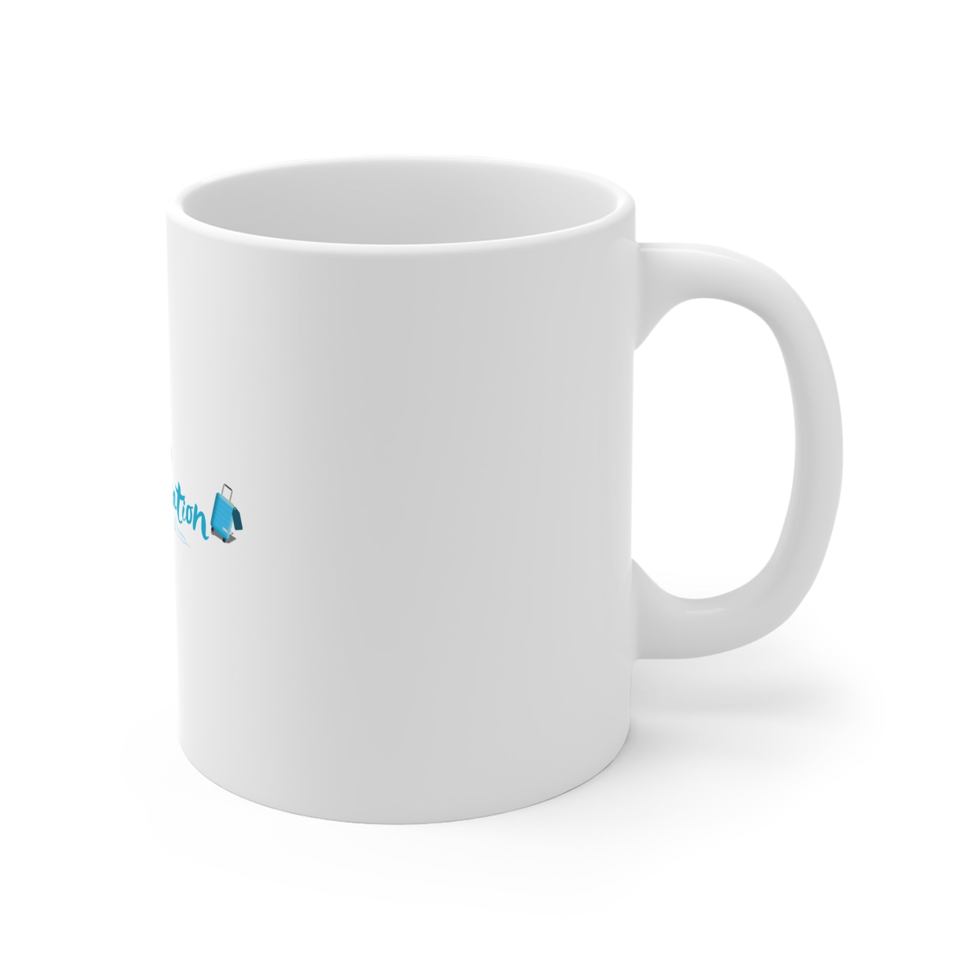 Right side view of Mentally On Vacation Coffee Mug with text 'Mentally 95% on Vacation'