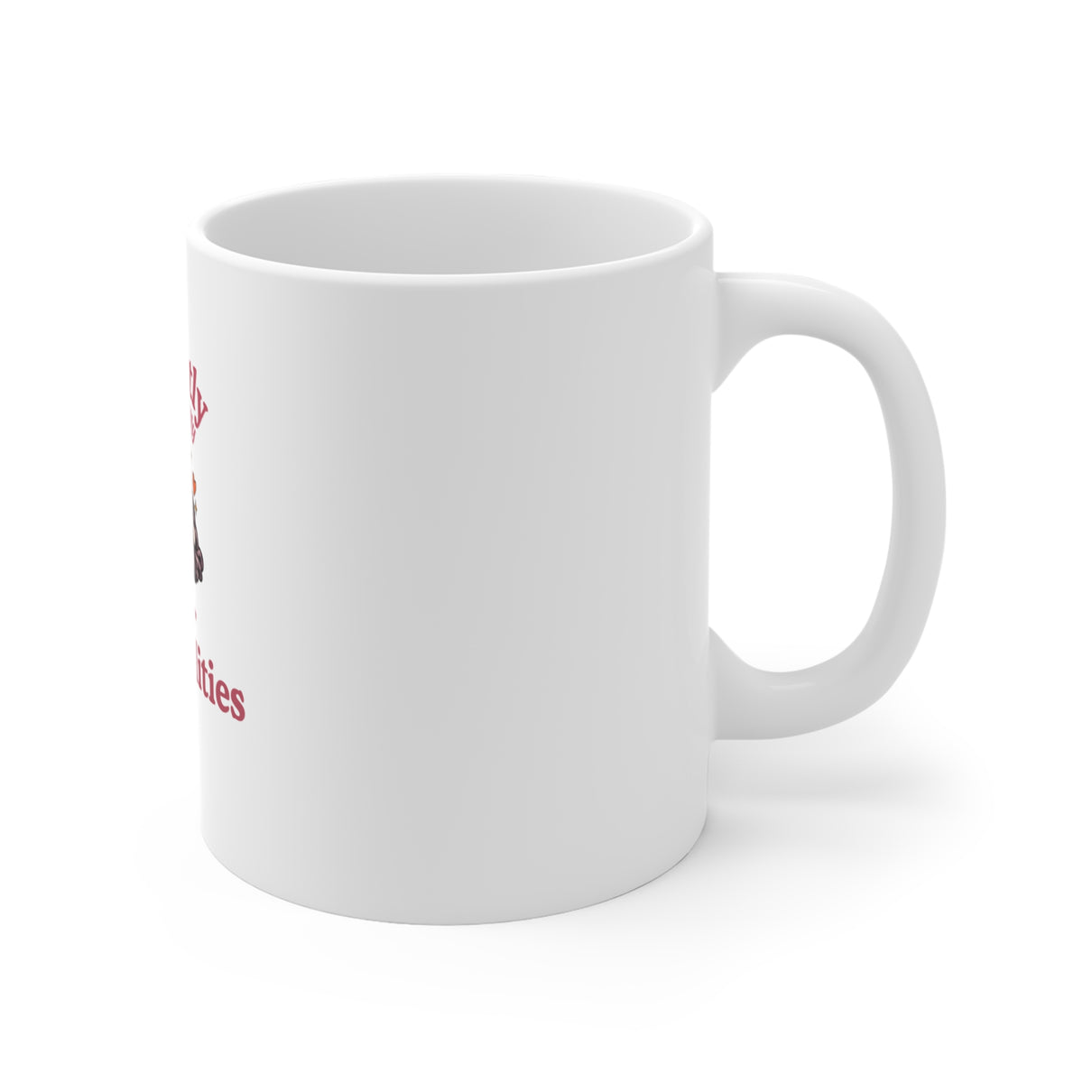 Right side of a white ceramic mug with a Halloween-themed graphic that reads 'Currently Avoiding My Boo-sponsibilities' in pink text, featuring a ghost and a pumpkin