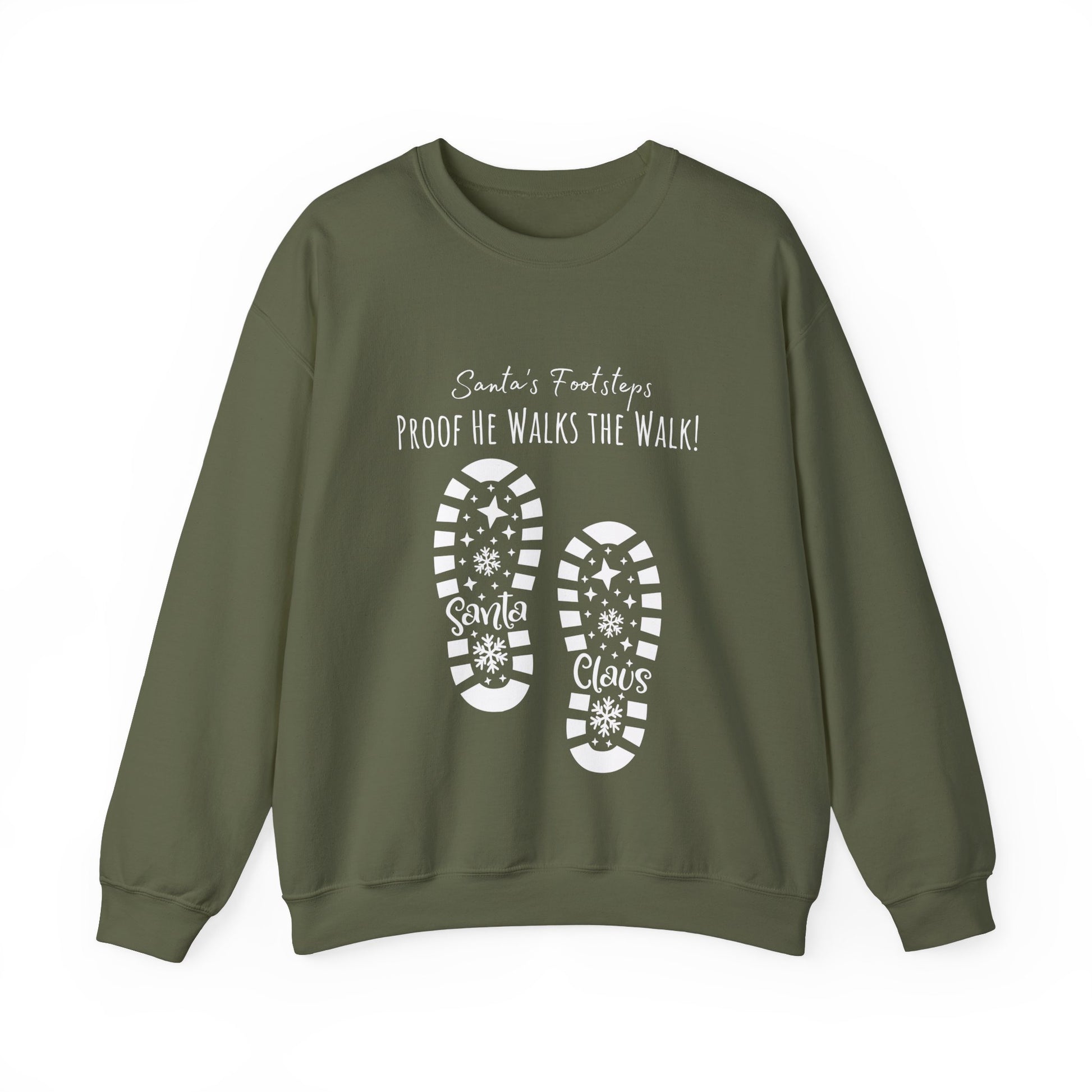 Santa's Footsteps Sweatshirt - Military Green
