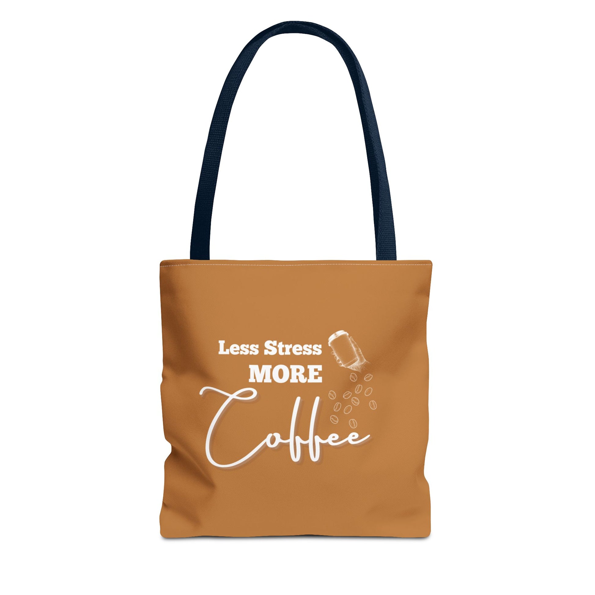 Coffee tote bag with navy handle