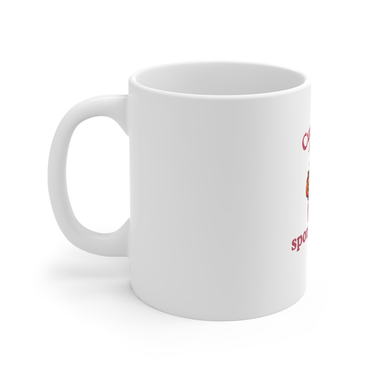Left side of a white ceramic mug with a Halloween-themed graphic that reads 'Currently Avoiding My Boo-sponsibilities' in pink text, featuring a ghost and a pumpkin