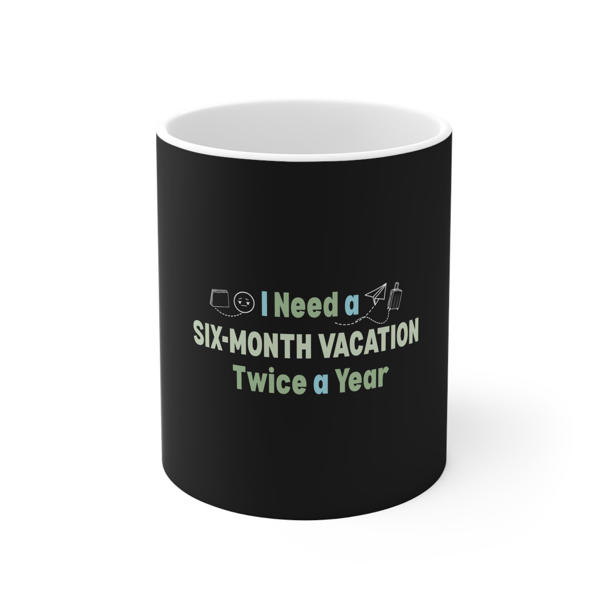 Travel coffee mug with one-sided design in the middle