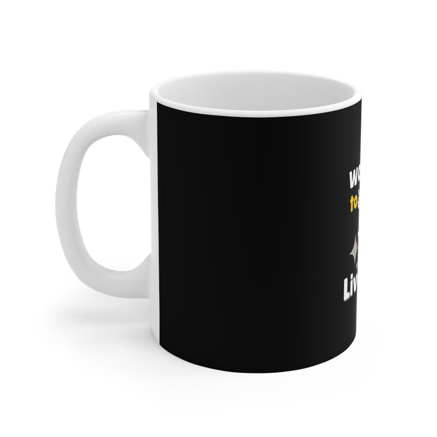 Motivational ceramic mug - left view