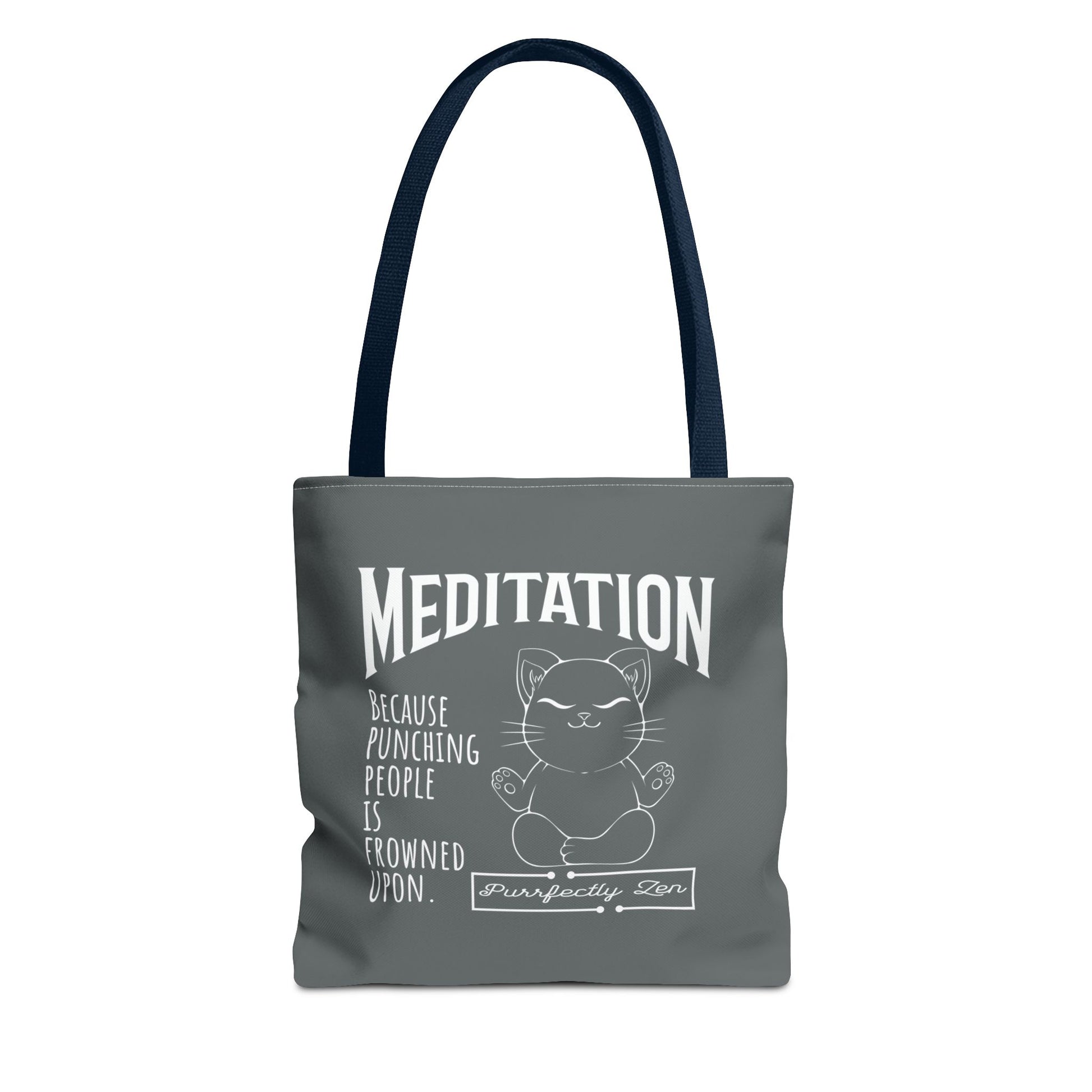 Meditation tote bag with navy strap