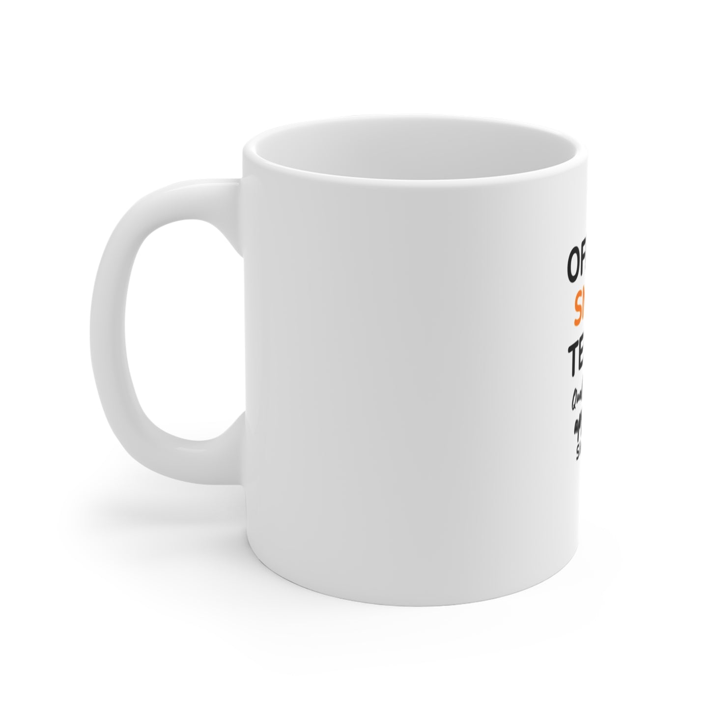 Left side of a white mug with text 'Official Snack Tester – Quality Control Approved – Since Birth' on a white background