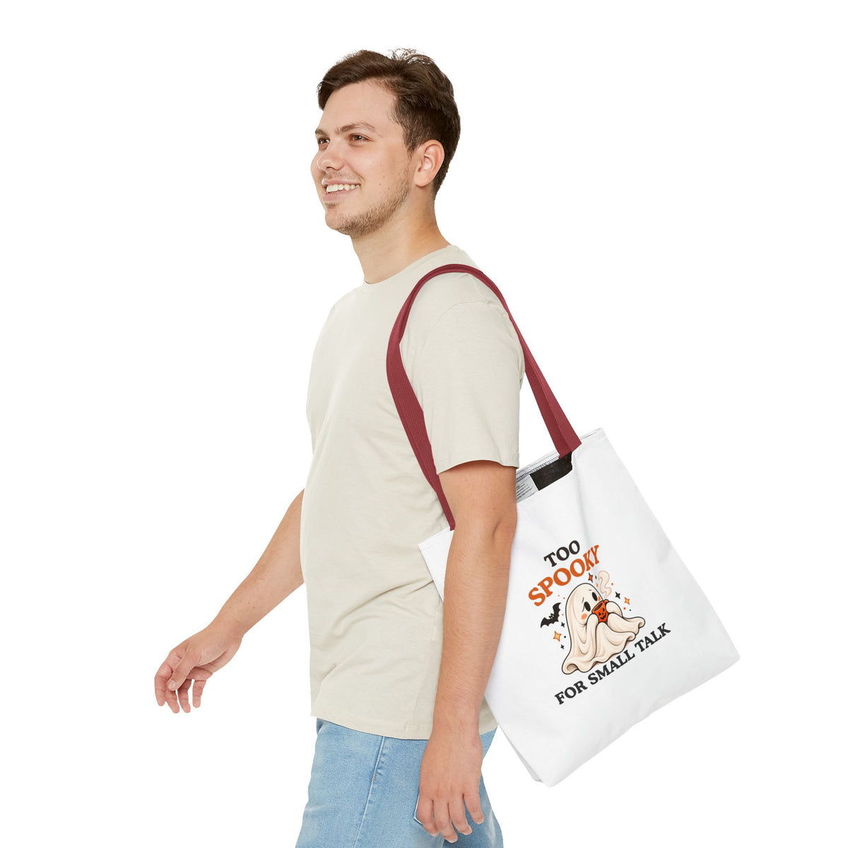 Introvert Tote Bag – Too Spooky for Small Talk Ghost Bag