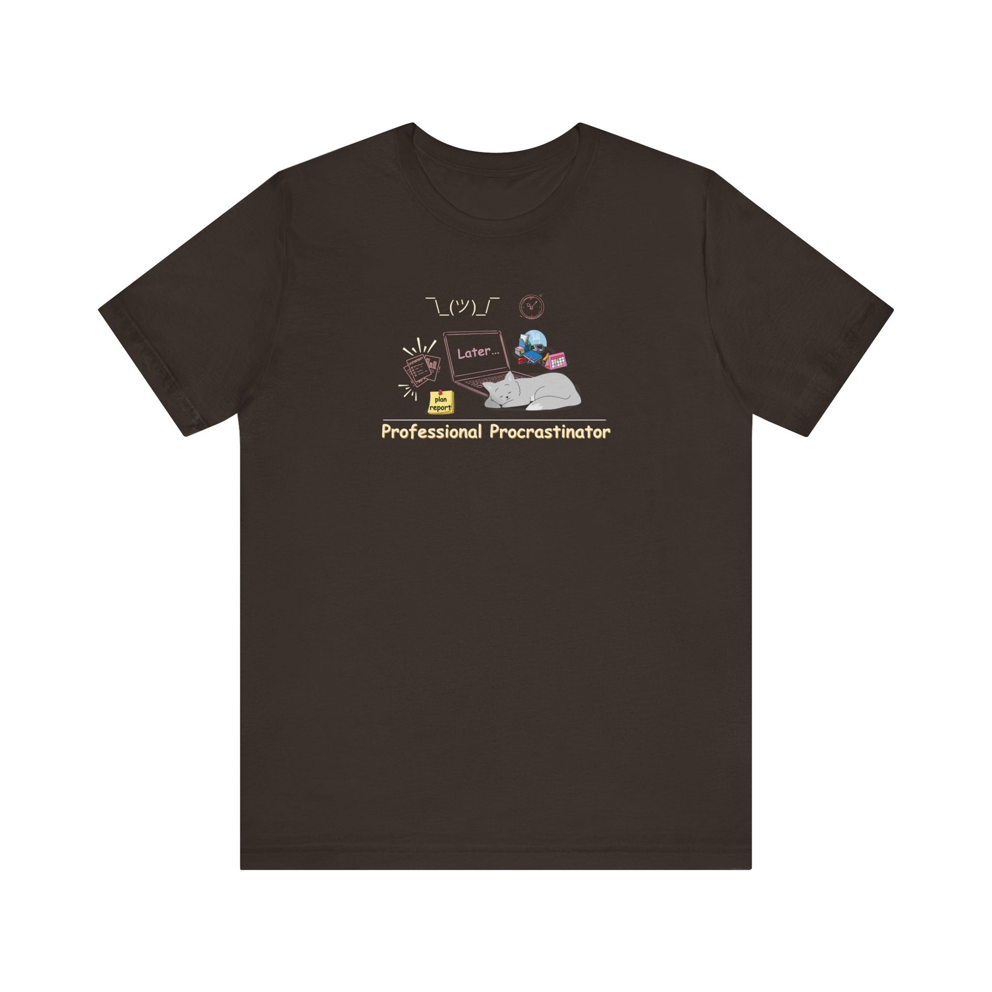 Brown T-shirt design for professional procrastinators 