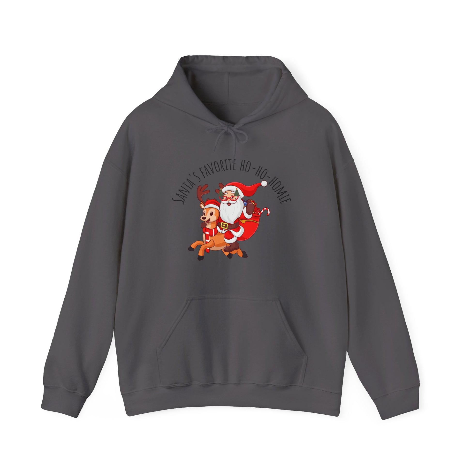 Santa's Favorite Ho Ho Homie - Cozy Christmas Hoodie - Charcoal