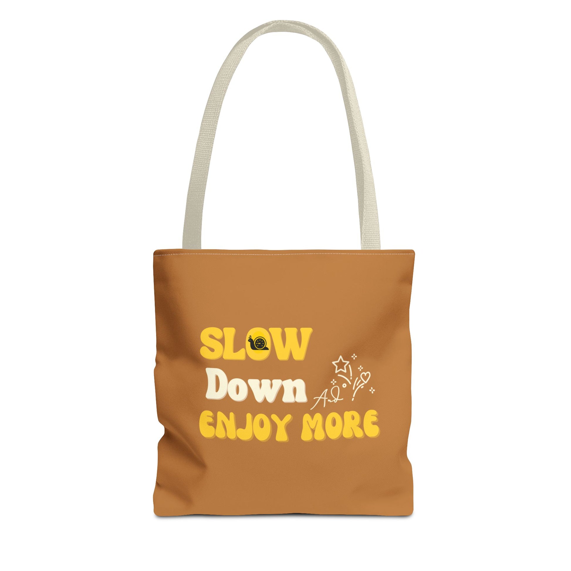 Slow living tote bag with beige handle