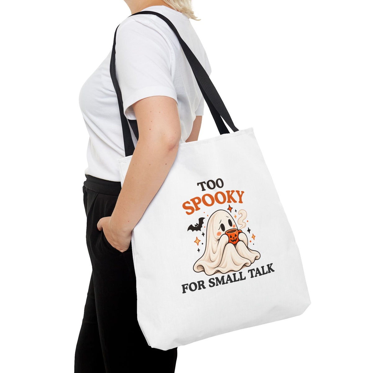 Introvert Tote Bag – Too Spooky for Small Talk Ghost Bag