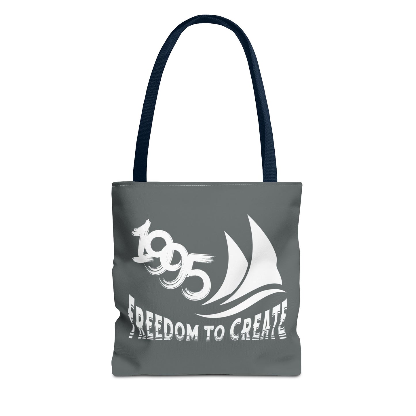 Freedom to Create Tote Bag - grey with navy strap