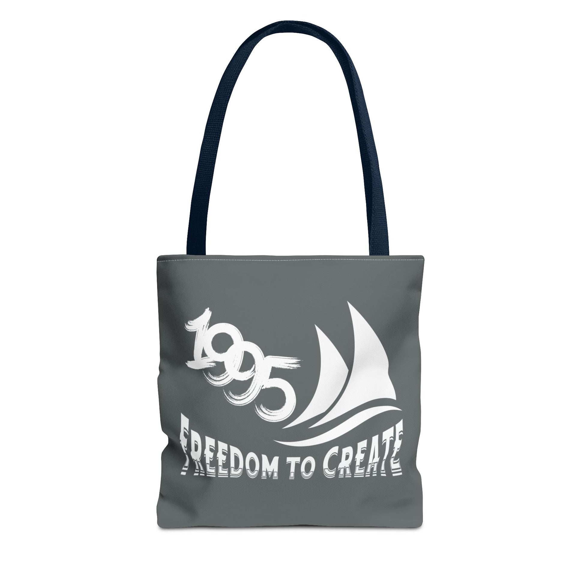 Freedom to Create Tote Bag - grey with navy strap