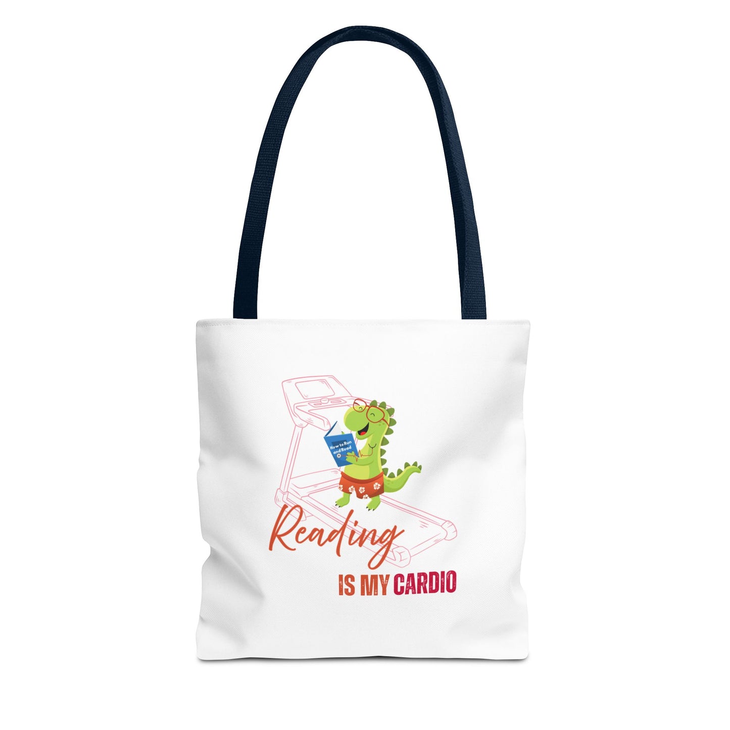 Reading tote design with navy handles