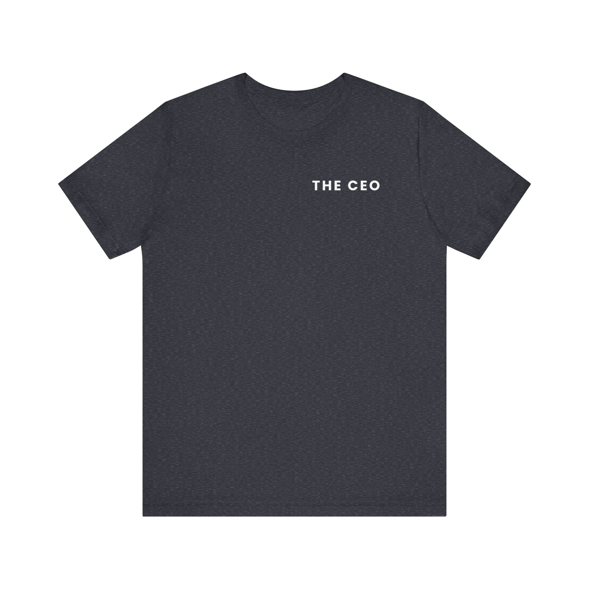 Black t-shirt with 'THE CEO' text on a white background