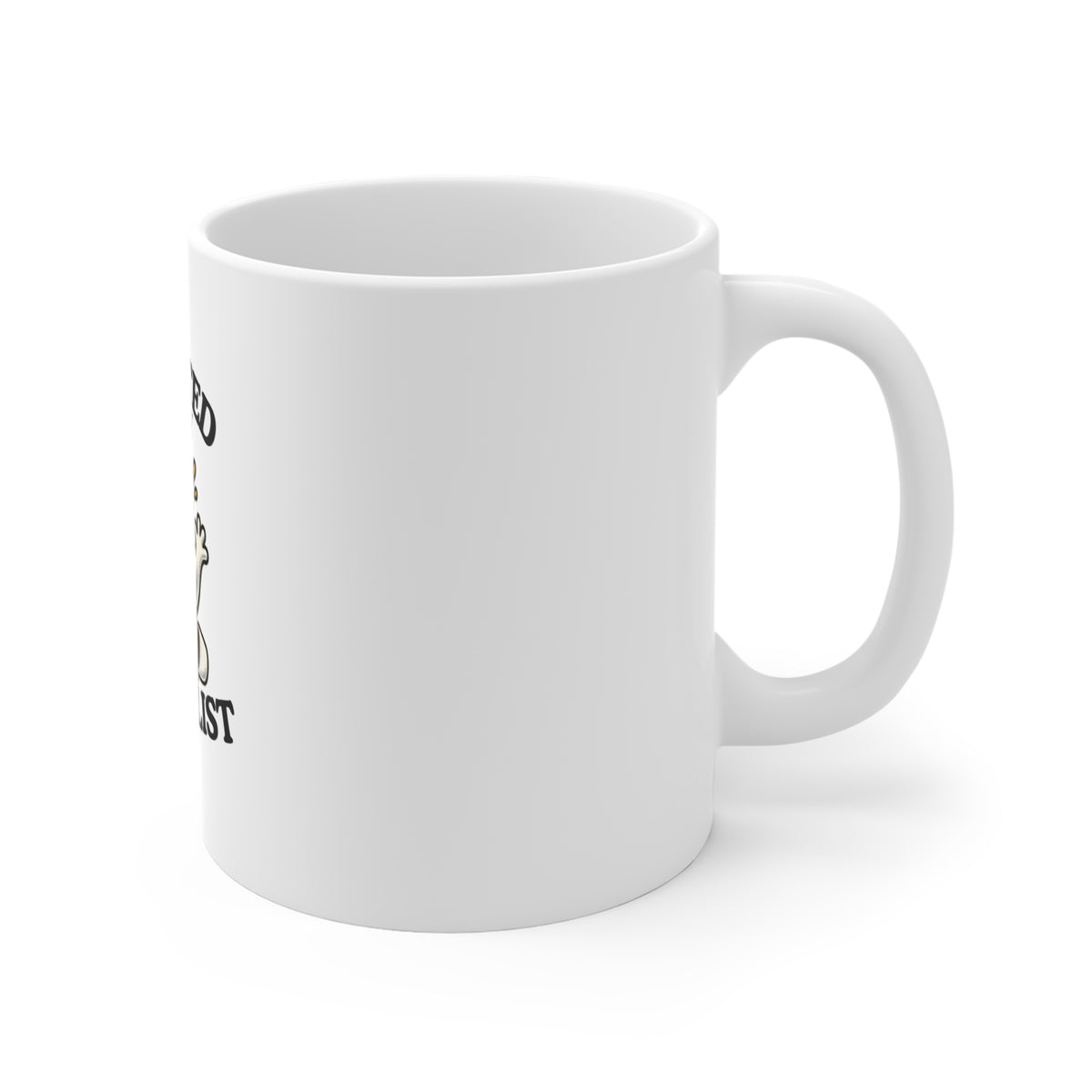 Right side of a white ceramic mug featuring a ghost graphic and the text 'Haunted by My To-Do List' on a clean white background.