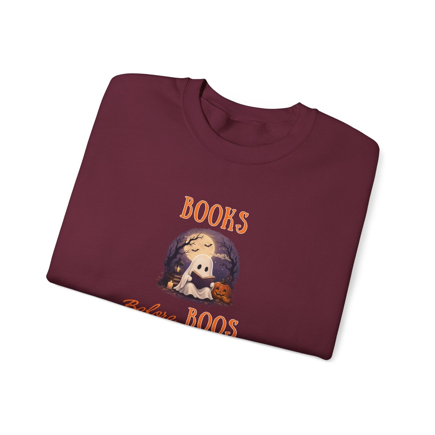 Halloween Sweatshirt – Books Before Boos Cozy Ghost Reader Pullover
