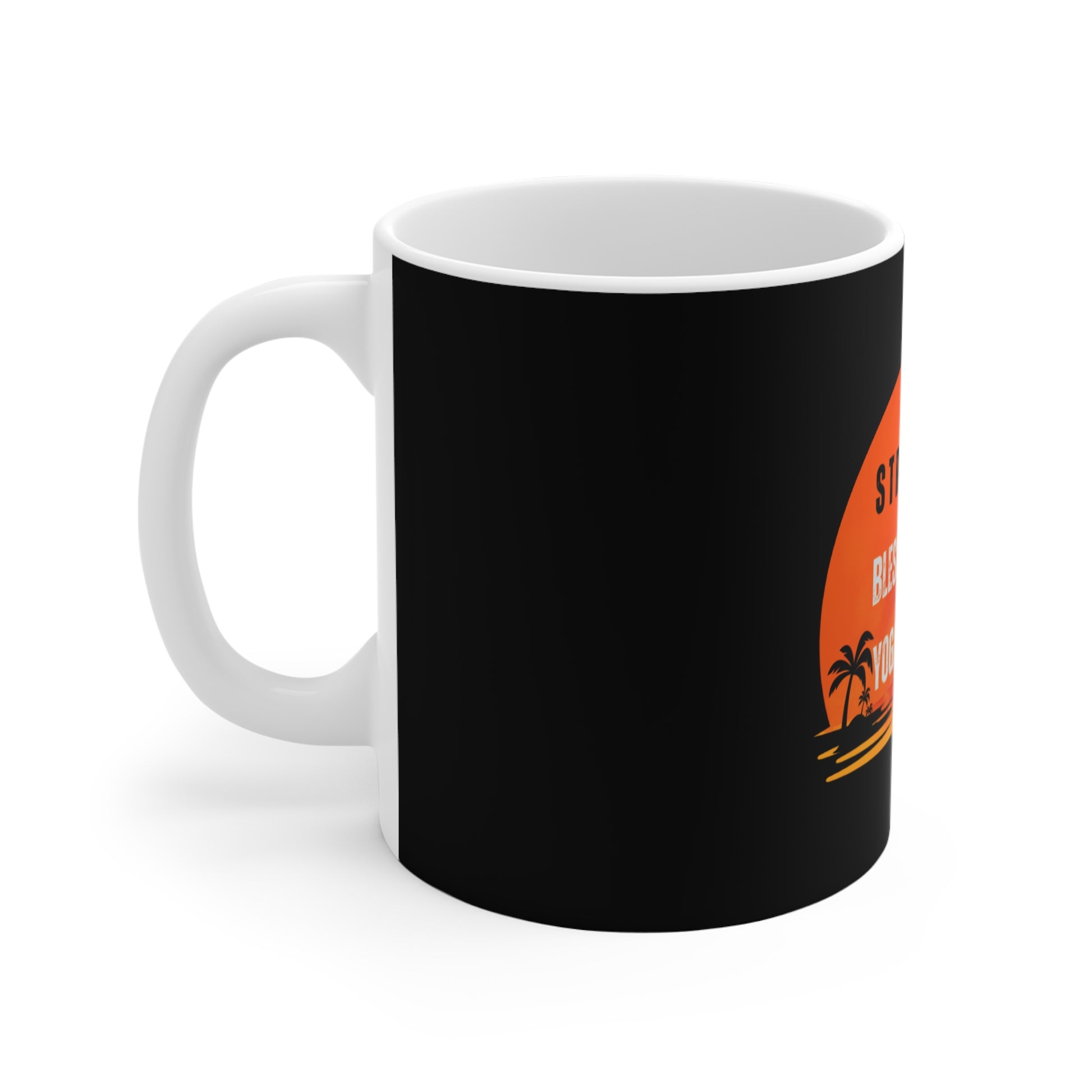 Stressed, blessed, yoga obsessed mug - side view