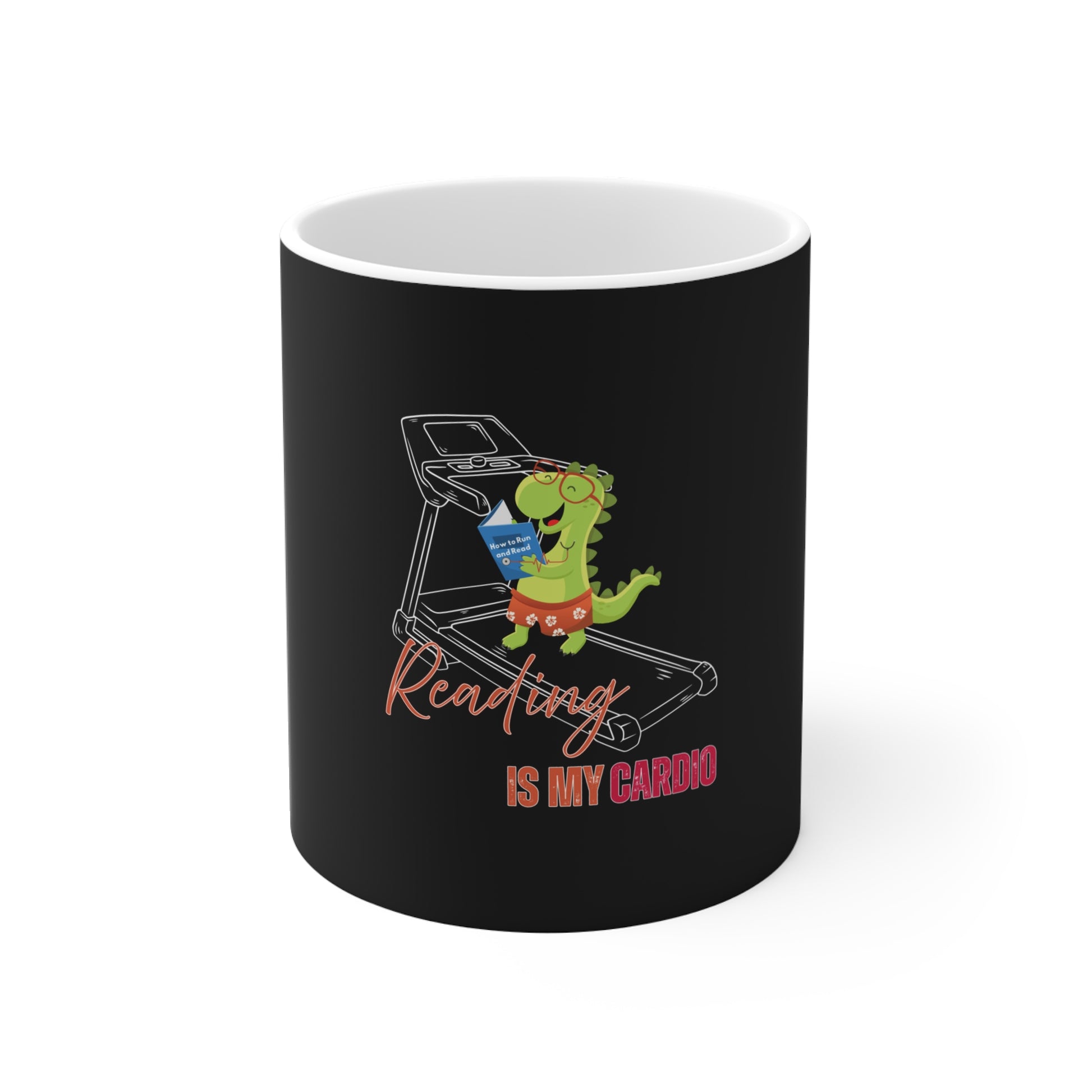 reading is my cardio mug with one-sided, center-mounted design