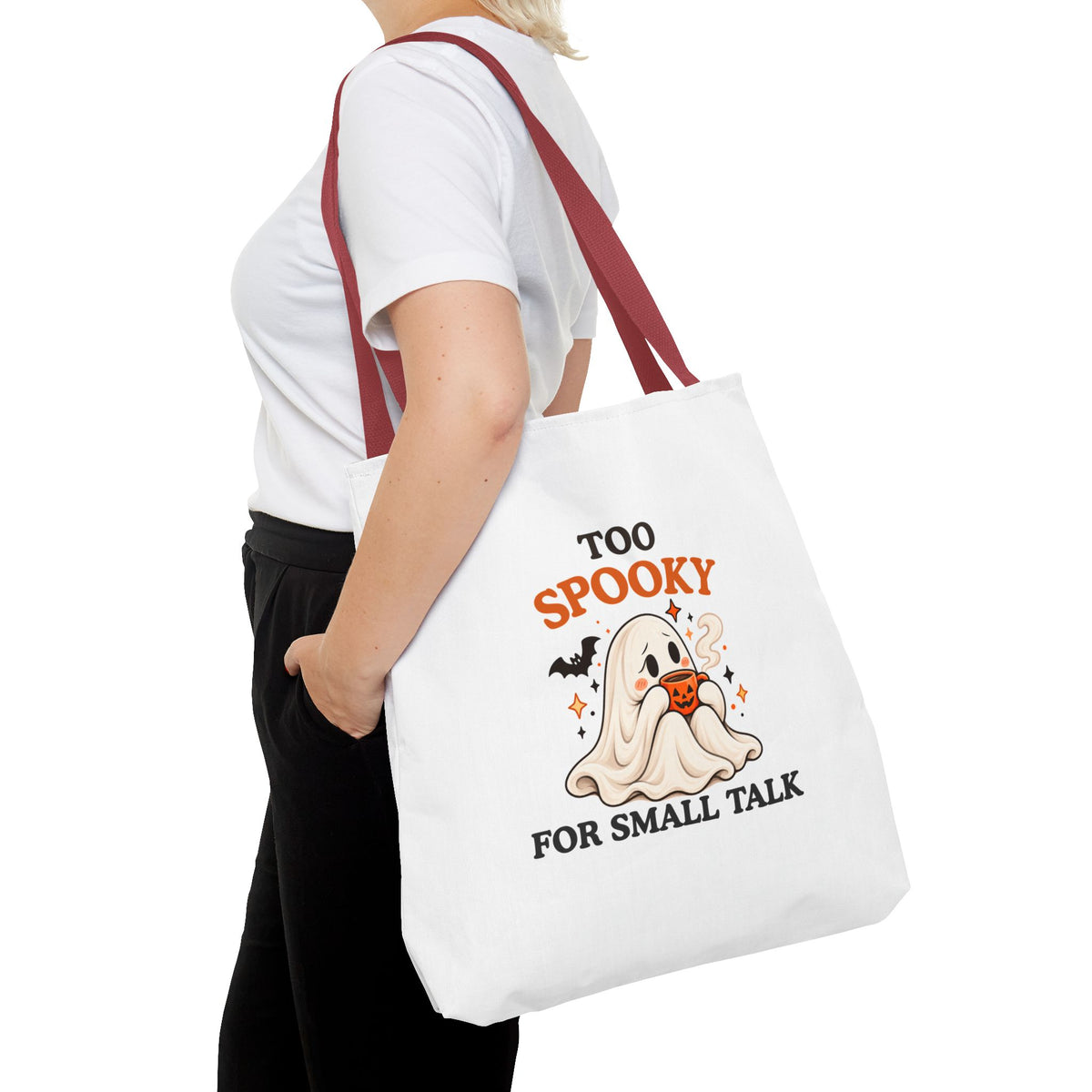 Introvert Tote Bag – Too Spooky for Small Talk Ghost Bag