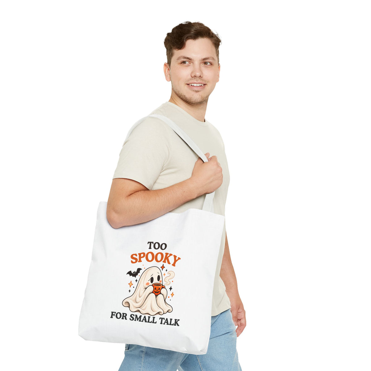 Introvert Tote Bag – Too Spooky for Small Talk Ghost Bag