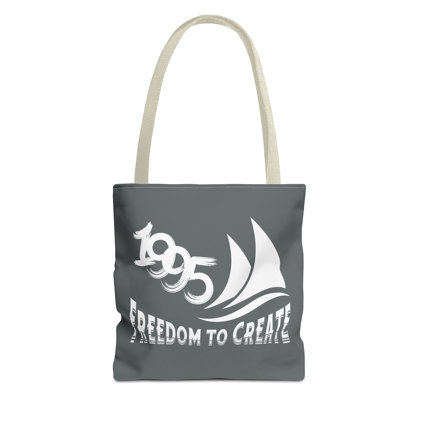 Freedom to Create Tote Bag - grey with Beige strap