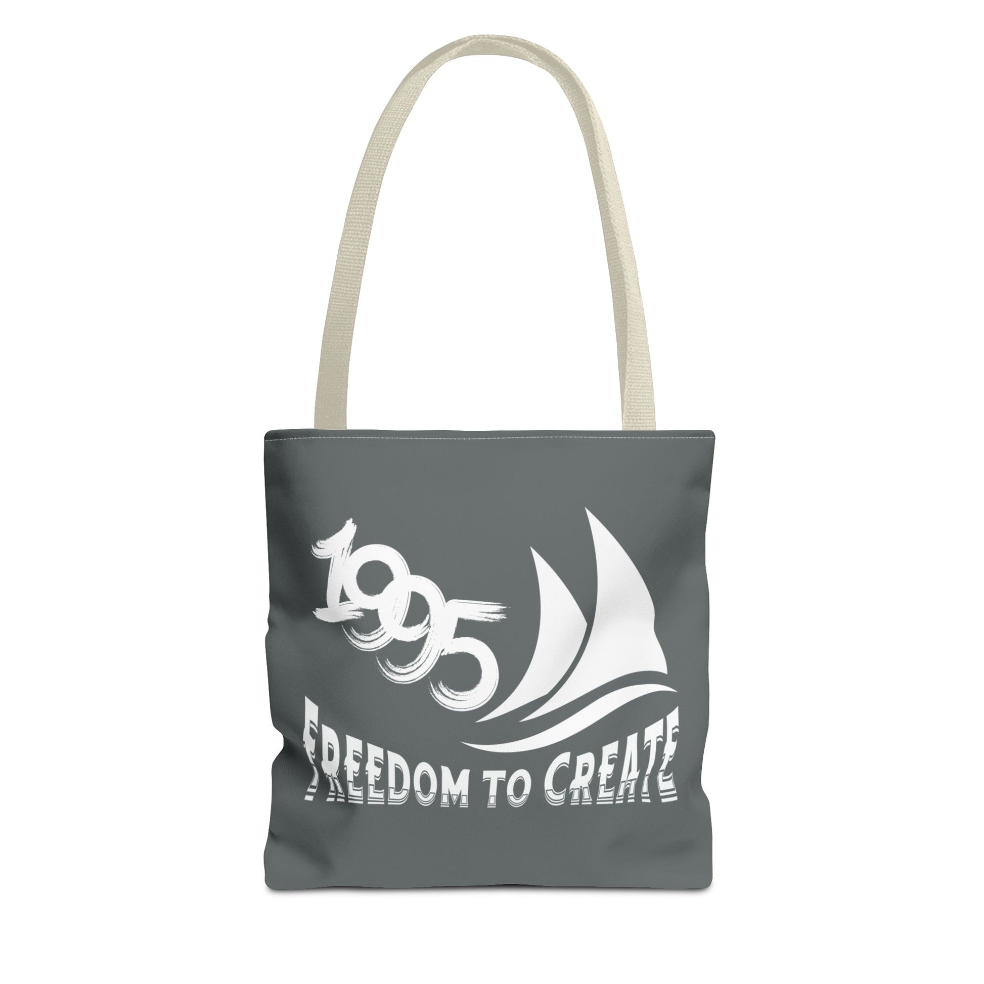 Freedom to Create Tote Bag - grey with Beige strap