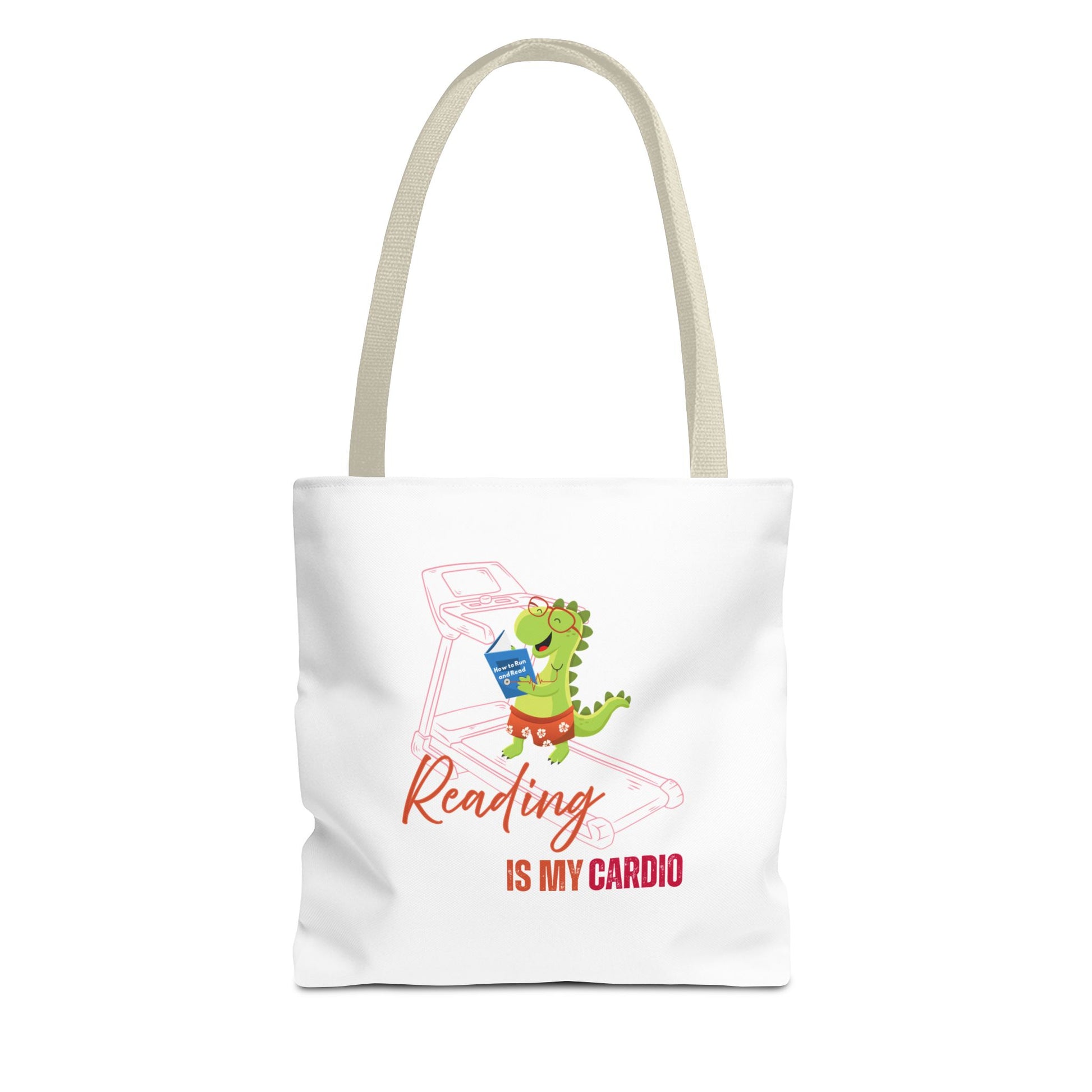 Reading tote design with beige handles