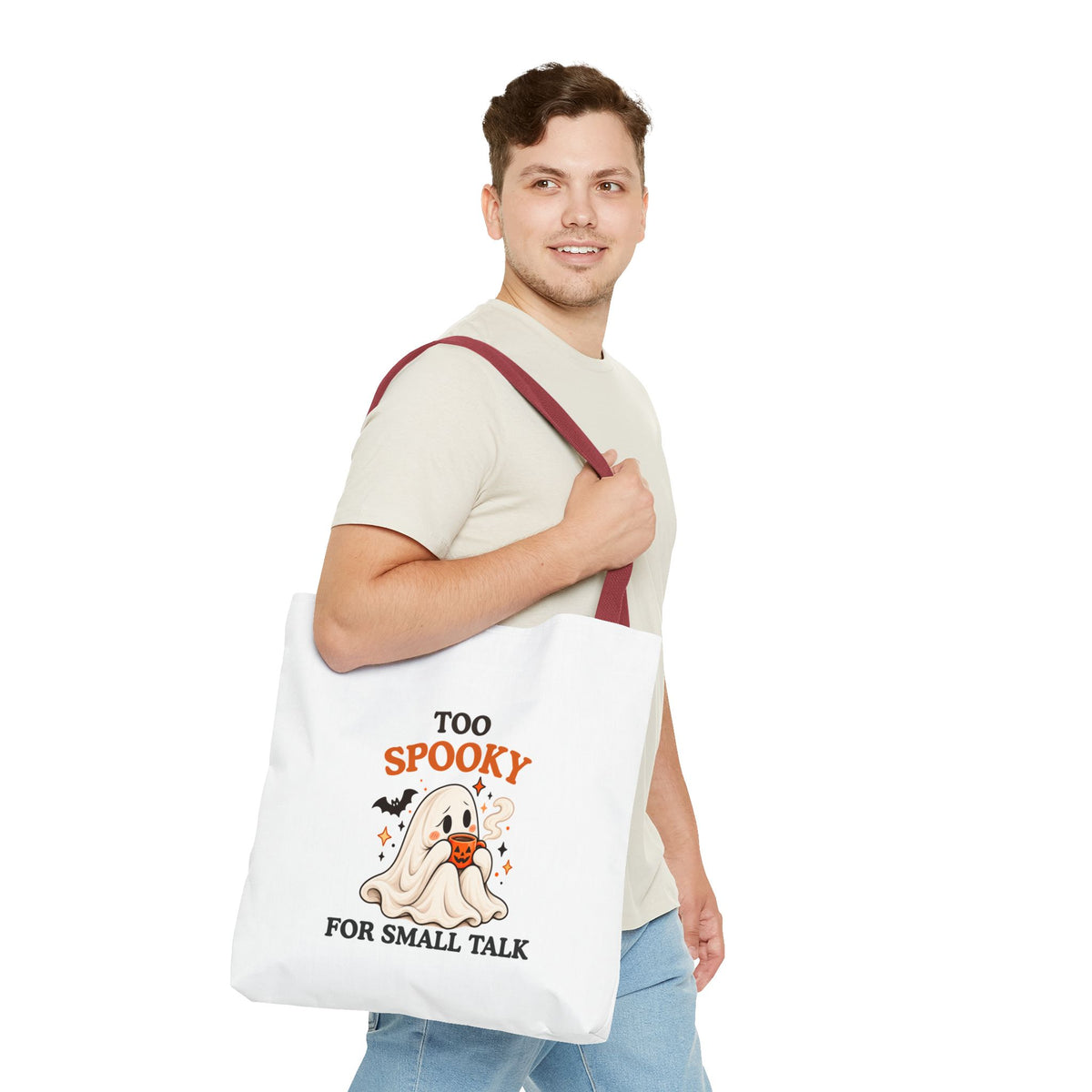 Introvert Tote Bag – Too Spooky for Small Talk Ghost Bag