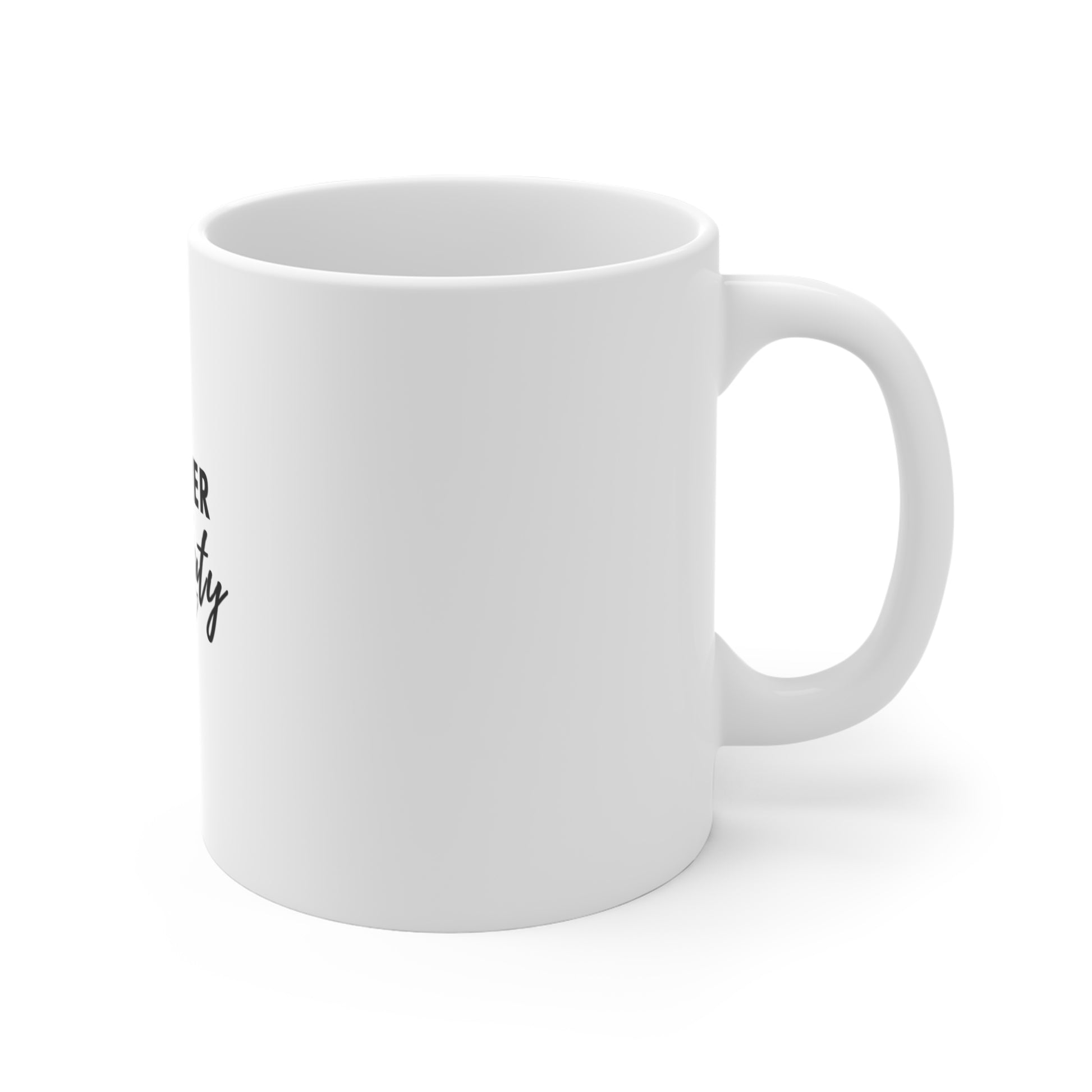 Right side of a white ceramic mug featuring the text 'TEACHER Off Duty'