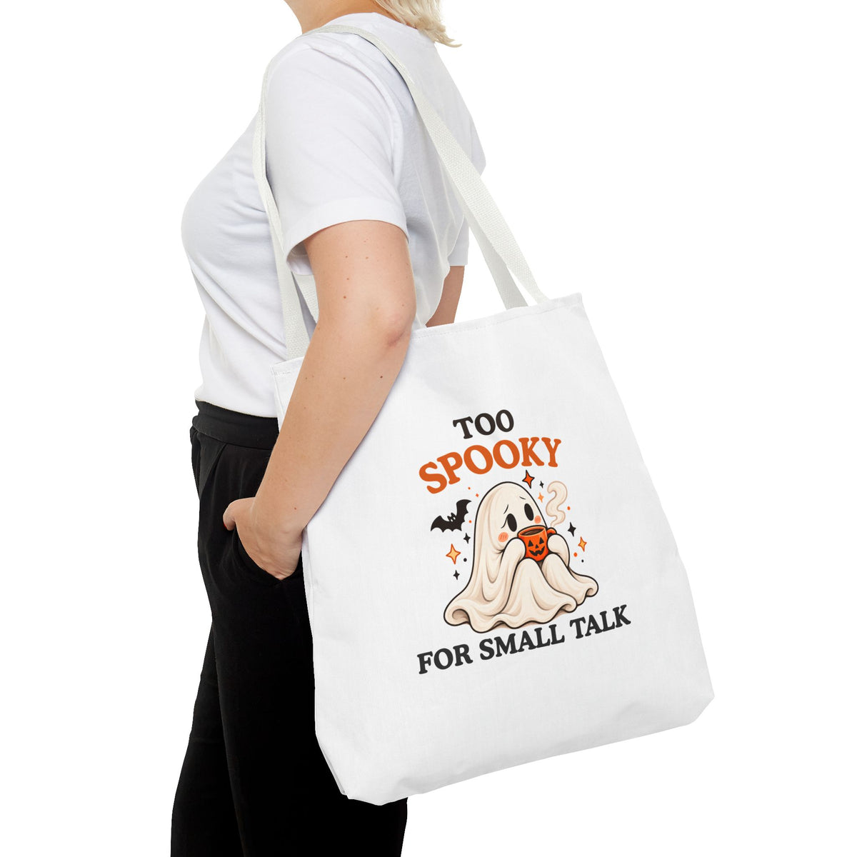 Introvert Tote Bag – Too Spooky for Small Talk Ghost Bag