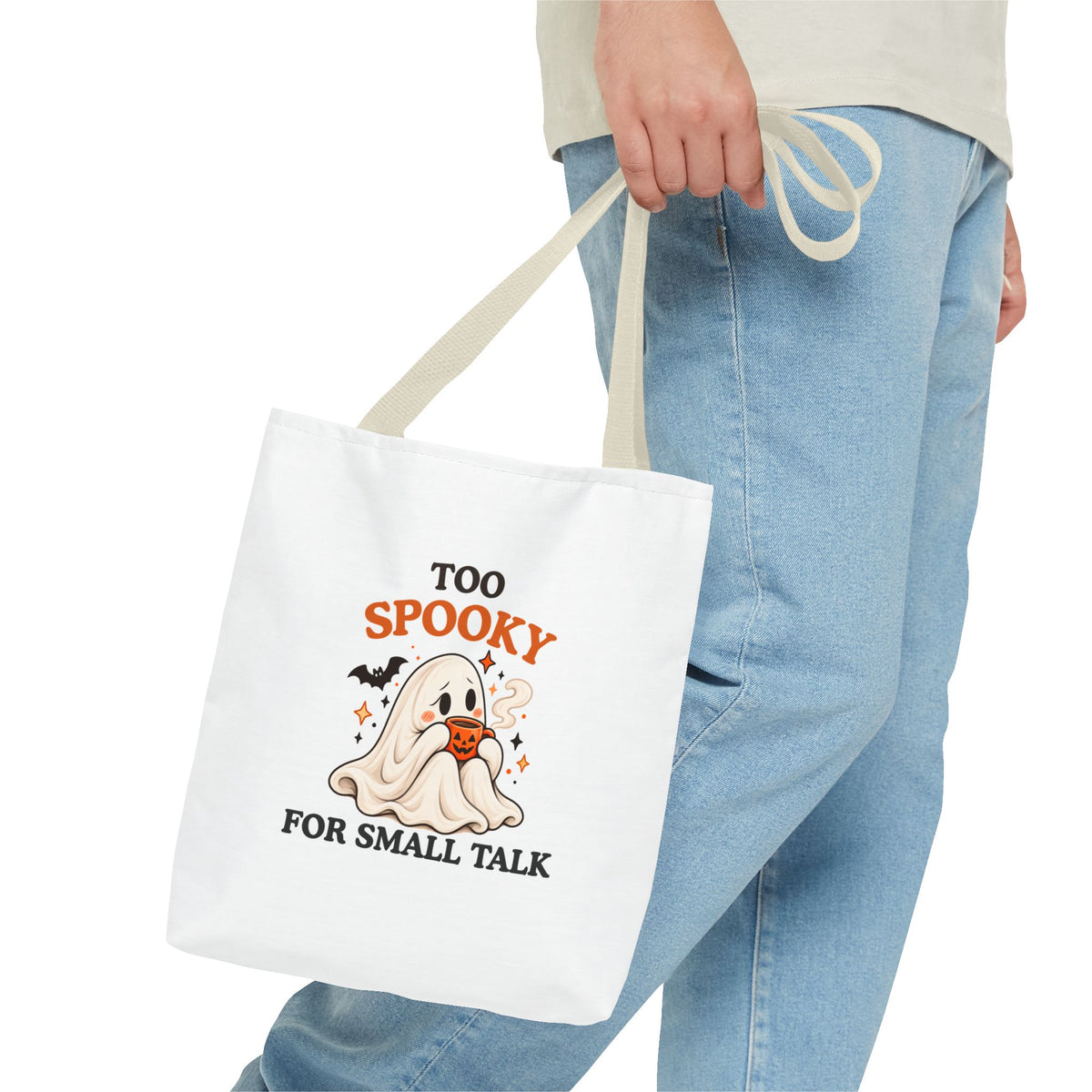 Introvert Tote Bag – Too Spooky for Small Talk Ghost Bag