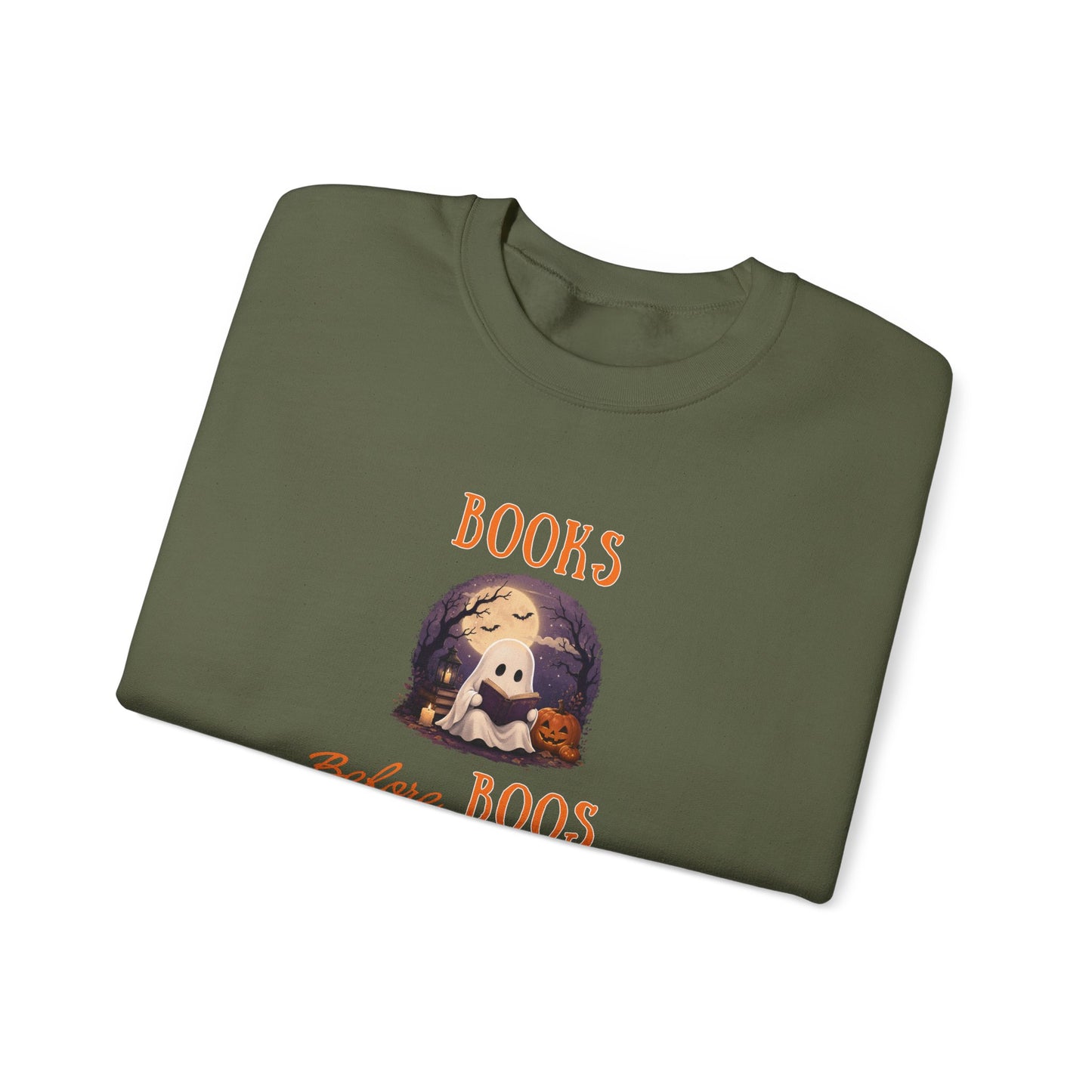 Halloween Sweatshirt – Books Before Boos Cozy Ghost Reader Pullover