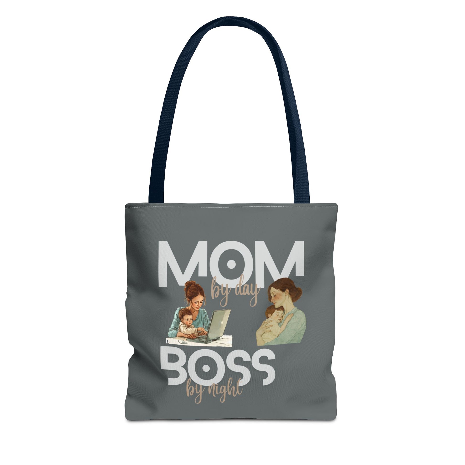 Trendy tote bag with navy handle
