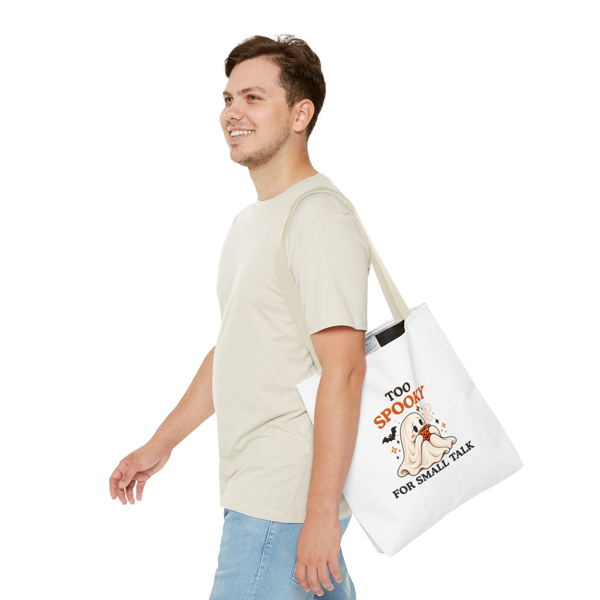 Introvert Tote Bag – Too Spooky for Small Talk Ghost Bag